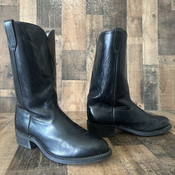 Acme Vintage Black Oil Resistant Western Cowboy Boots Mens 10.5 EW - Picture 7 of 12